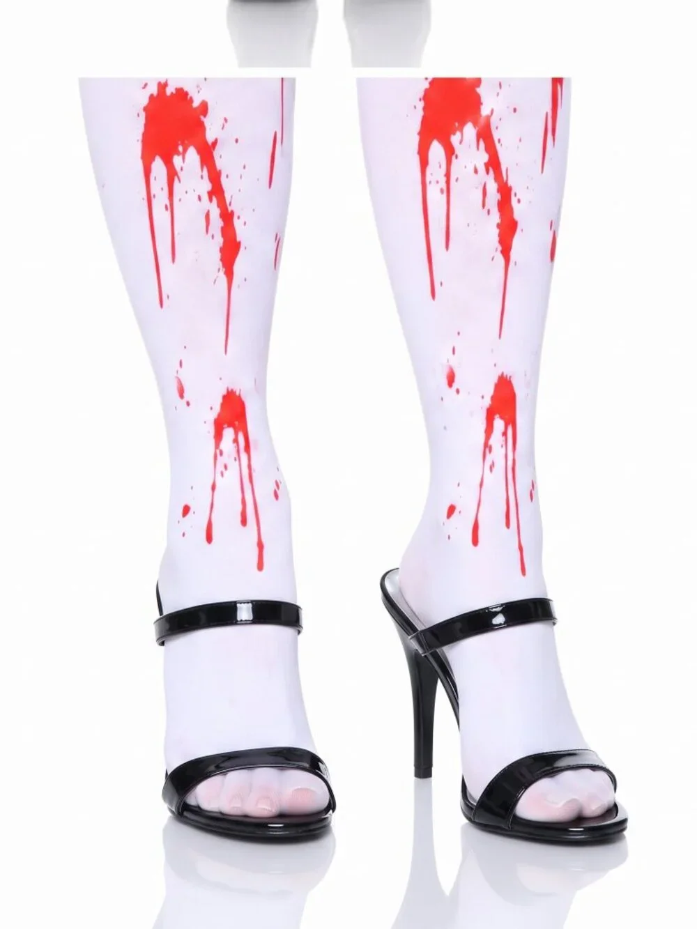 Bloody Zombie Thigh High Stockings White Red Blood Splatter Halloween NWT